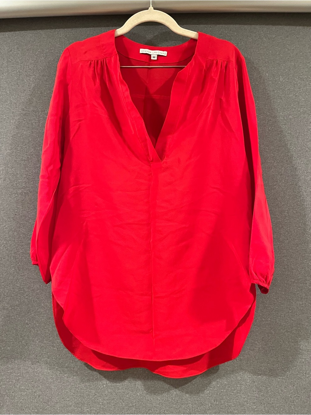 Ann Uprichard Red V-Neck Long Sleeve Blouse